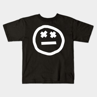 White Line Minimal Round Face X Eyes Kids T-Shirt